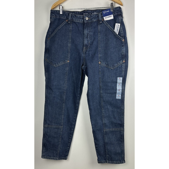 NWT Old Navy High-Waisted OG Straight Utility Jeans Blue Denim Plus Size 16 - Picture 11 of 12